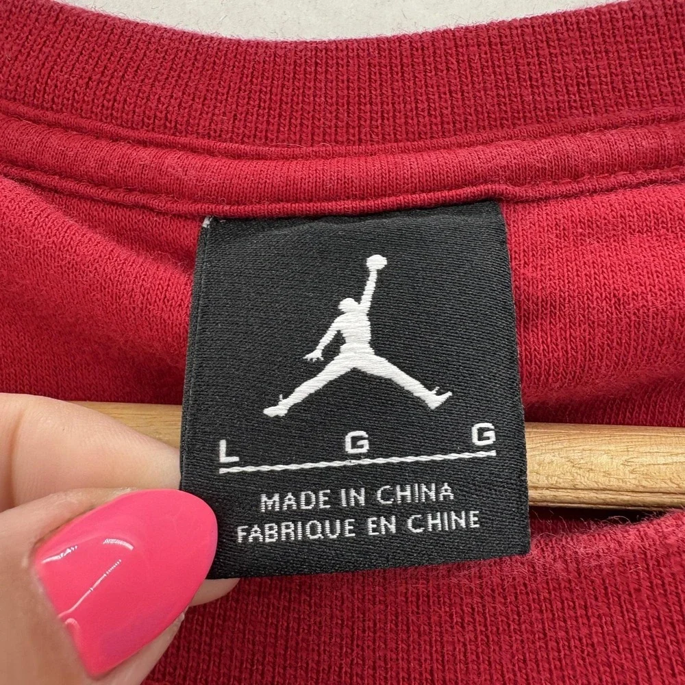 Jordan Sweatshirt Mens Large Red Fleece Crewneck Pullover JORDAN Logo Graphic